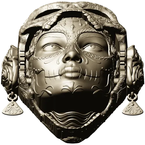 La Dama de Calavera - detailed 3D STL mask for CNC routing