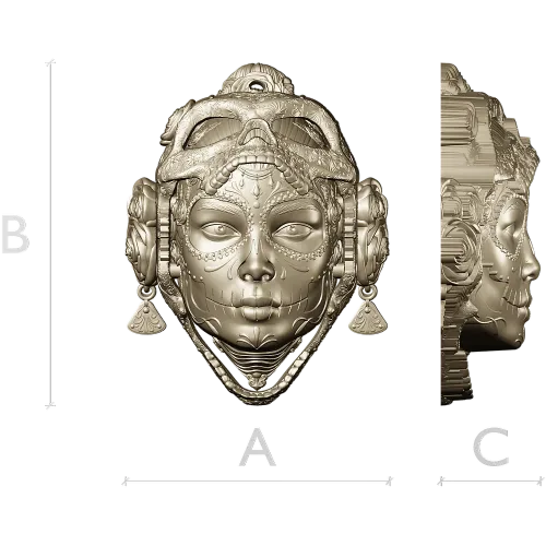 La Dama de Calavera - detailed 3D STL mask for CNC routing