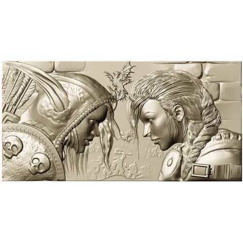 High-Relief Warrior Panel STL - Confrontation Bas-Relief