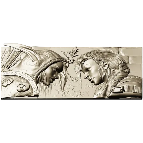 High-Relief Warrior Panel STL - Confrontation Bas-Relief