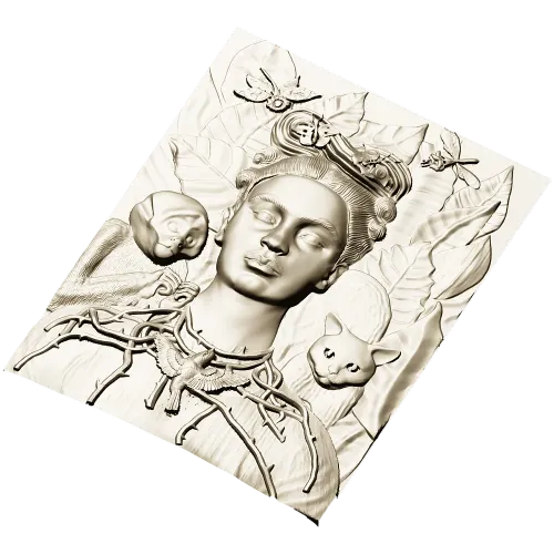 Thorned Muse - Portrait Relief STL for CNC