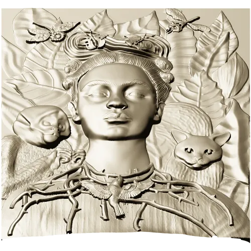 Thorned Muse - Portrait Relief STL for CNC