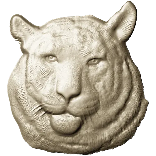 Regal Tiger Relief - high-relief tiger head STL for CNC