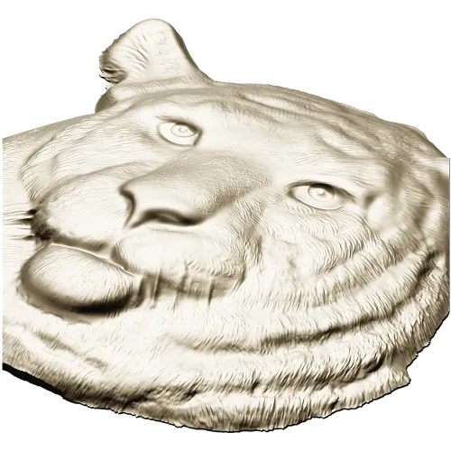 Regal Tiger Relief - high-relief tiger head STL for CNC