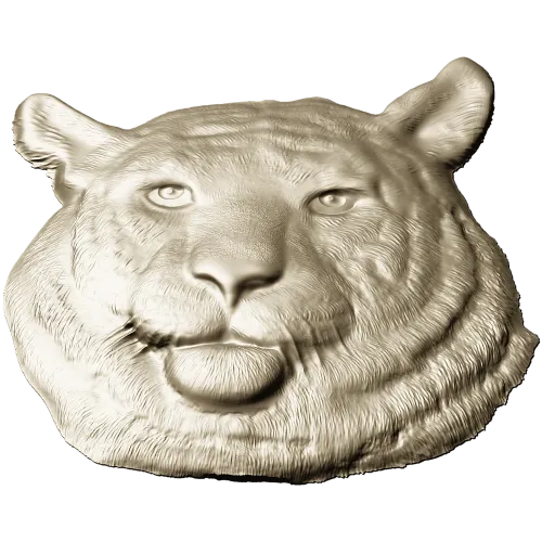 Regal Tiger Relief - high-relief tiger head STL for CNC