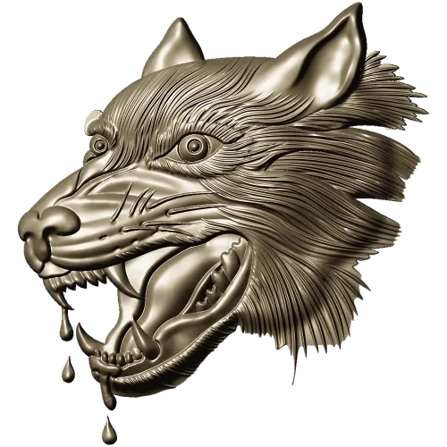 Wolf Head Relief STL for CNC - Detailed 3D Model for Milling
