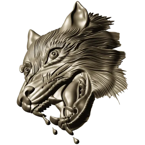 Wolf Head Relief STL for CNC - Detailed 3D Model for Milling