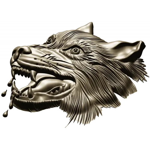 Wolf Head Relief STL for CNC - Detailed 3D Model for Milling