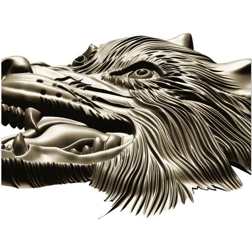 Wolf Head Relief STL for CNC - Detailed 3D Model for Milling