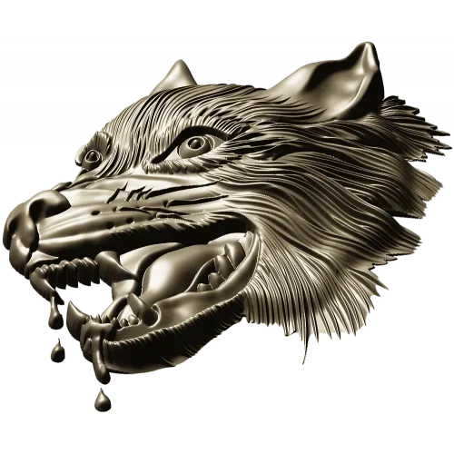 Wolf Head Relief STL for CNC - Detailed 3D Model for Milling