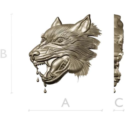 Wolf Head Relief STL for CNC - Detailed 3D Model for Milling