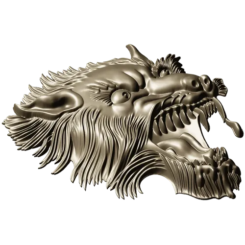 Fenrir's Roar - Wolf Head STL 3D Model for CNC