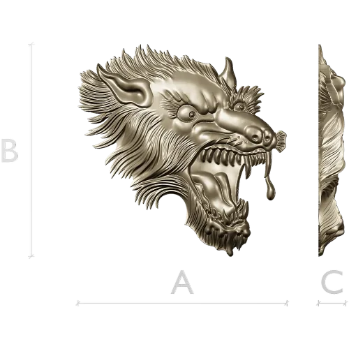 Fenrir's Roar - Wolf Head STL 3D Model for CNC