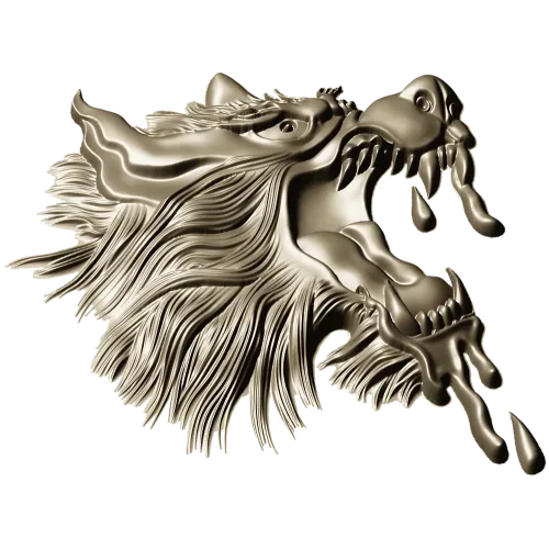Molten Wolf Head - high-relief STL 3D model for CNC