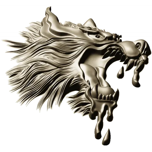 Molten Wolf Head - high-relief STL 3D model for CNC