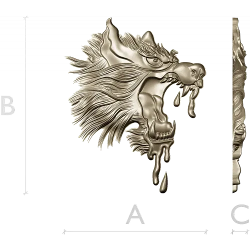 Molten Wolf Head - high-relief STL 3D model for CNC