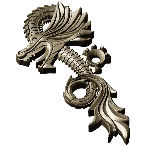 Ornamental Dragon STL for CNC - high-relief decorative 3D model