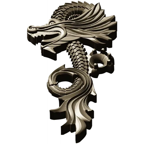 Ornamental Dragon STL for CNC - high-relief decorative 3D model