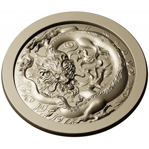 Круглый медальон с китайским драконом - STL для ЧПУ