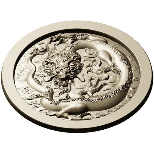 Круглый медальон с китайским драконом - STL для ЧПУ