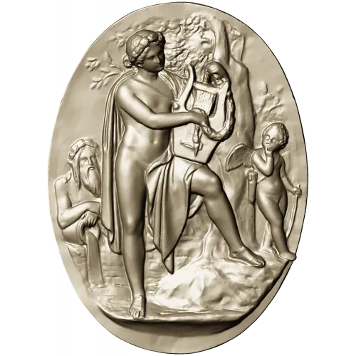 Lyre Player High-Relief Medallion STL