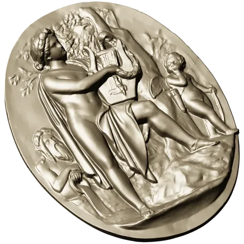 Lyre Player High-Relief Medallion STL