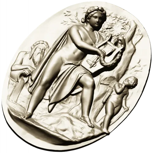 Lyre Player High-Relief Medallion STL