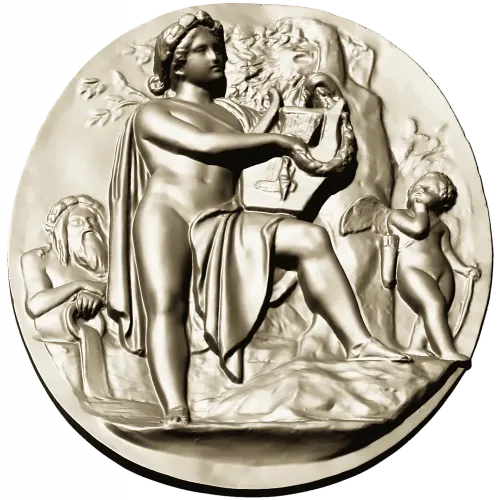 Lyre Player High-Relief Medallion STL