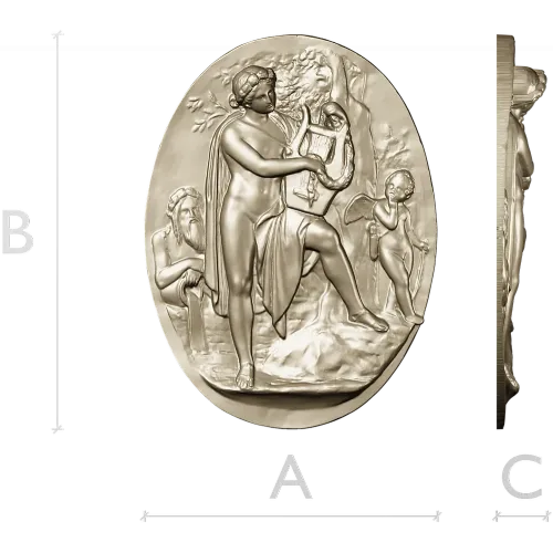 Lyre Player High-Relief Medallion STL