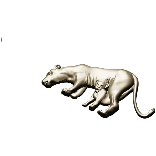 Lioness with Cub bas-relief STL - 3D model for CNC milling