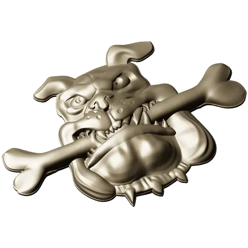Мультяшный бульдог с косточкой - STL 3D модель для ЧПУ