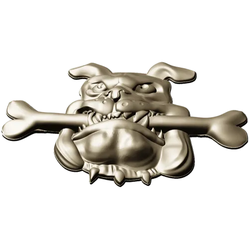 Мультяшный бульдог с косточкой - STL 3D модель для ЧПУ