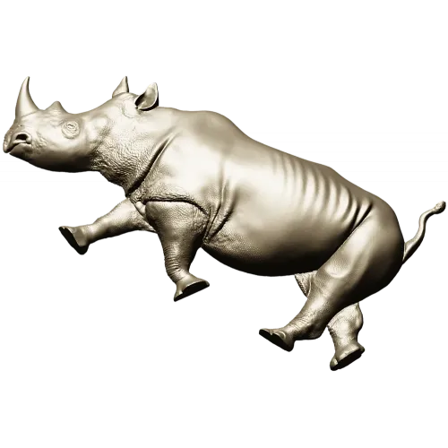Rhinoceros High-Relief 3D STL for CNC Carving