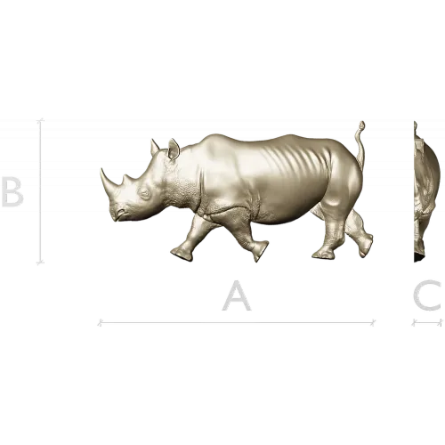Rhinoceros High-Relief 3D STL for CNC Carving