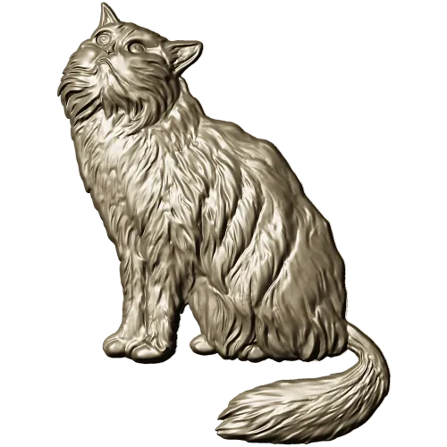 Fluffy Sitting Cat - CNC-ready STL Relief