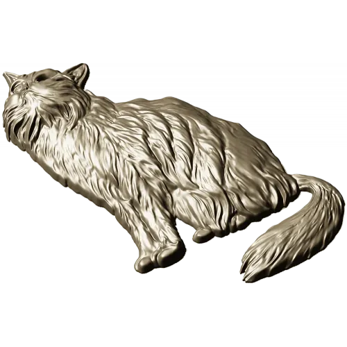 Fluffy Sitting Cat - CNC-ready STL Relief