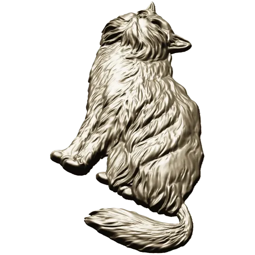 Fluffy Sitting Cat - CNC-ready STL Relief
