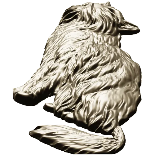 Fluffy Sitting Cat - CNC-ready STL Relief