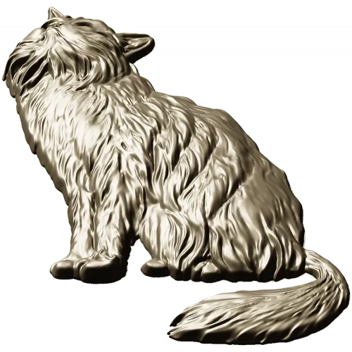 Fluffy Sitting Cat - CNC-ready STL Relief