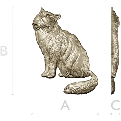 Fluffy Sitting Cat - CNC-ready STL Relief