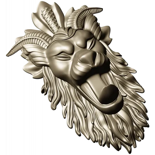 Mythic Chimera Head STL - High-Relief 3D Model for CNC