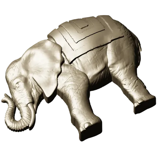 3D модель слона в формате STL для ЧПУ - реалистичная скульптура с попоной