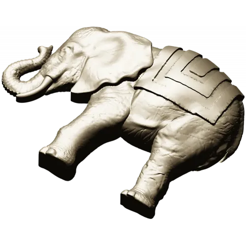 3D модель слона в формате STL для ЧПУ - реалистичная скульптура с попоной