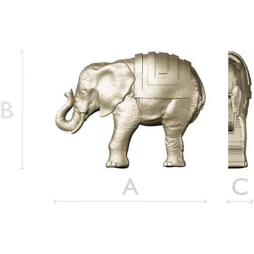 3D модель слона в формате STL для ЧПУ - реалистичная скульптура с попоной