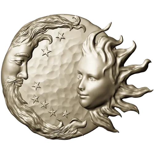 Solunar Embrace - Sun and Moon CNC STL Relief