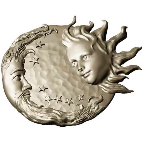 Solunar Embrace - Sun and Moon CNC STL Relief
