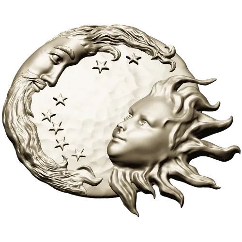 Solunar Embrace - Sun and Moon CNC STL Relief