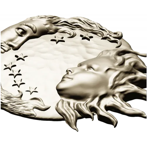 Solunar Embrace - Sun and Moon CNC STL Relief