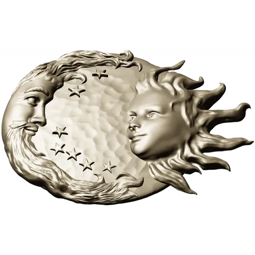 Solunar Embrace - Sun and Moon CNC STL Relief