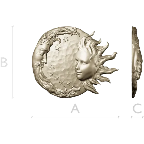 Solunar Embrace - Sun and Moon CNC STL Relief